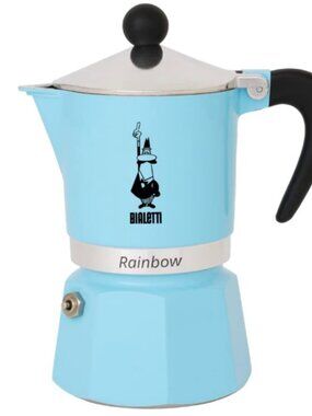 Bialetti Rainbow 1-Cup Aluminum Espresso Coffee Maker, Single, Travel, NWT, Blue